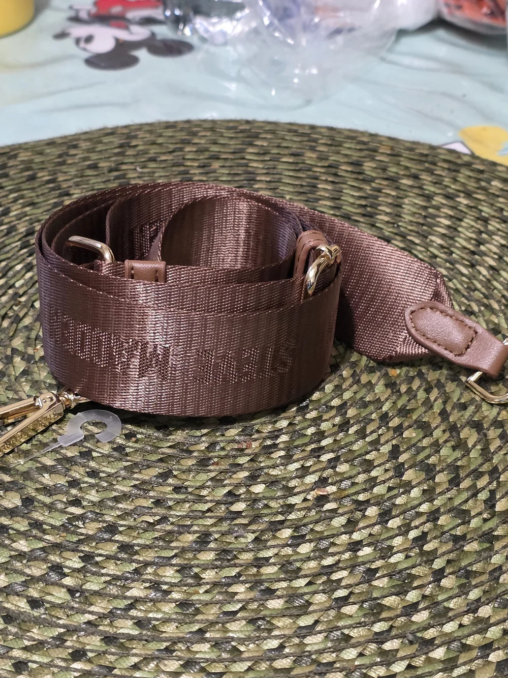 Steve Madden Brown Wide Adjustable Crossbody Strap with Gold Hardware EUC